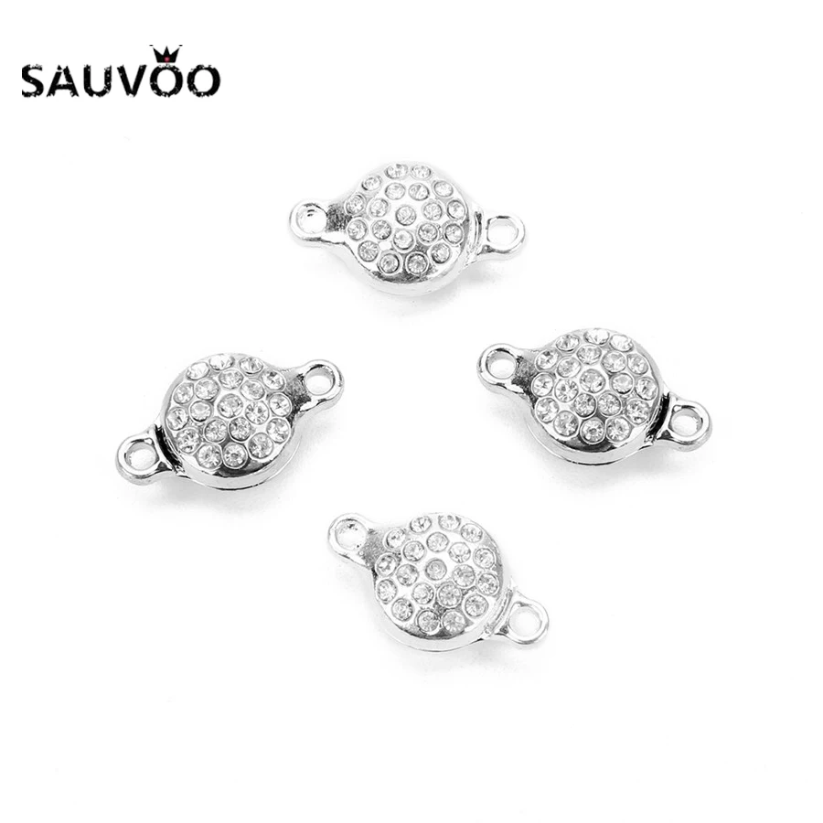 

SAUVOO 5Pcs/lot Crystal Strong Magnetic Clasps Fit Necklace Bracelet Silver Color End Clasps Connectors For Diy Jewelry Making