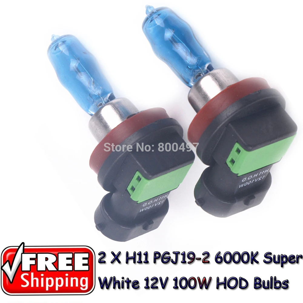 2 x H11 PGJ19-2 12V 6000K 100W Super White Auto HOD галогенные лампы для фар | Автомобили и мотоциклы