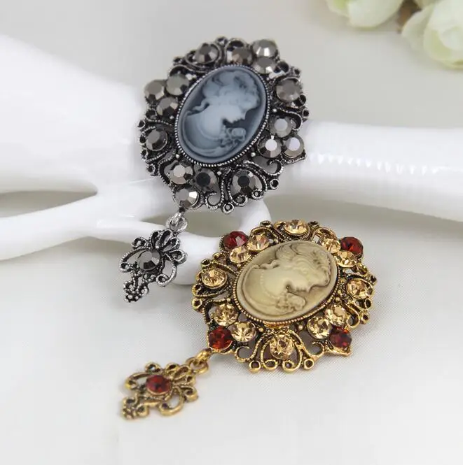 2 75 дюймовая винтажная стильная античная серебряная/Золотая брошь с кристаллами