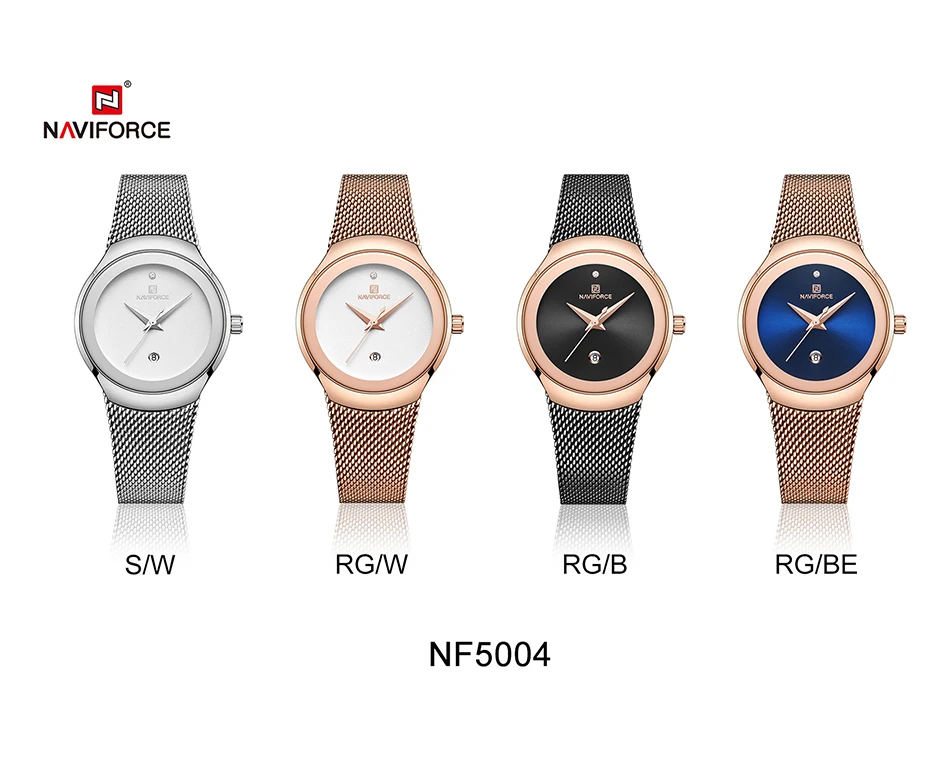 Женские часы NAVIFORCE, топ, роскошный бренд, для девушек, модные, повседневные, простой, стальной, сетчатый ремешок, наручные часы, подарок для девушек, Relogio Feminino