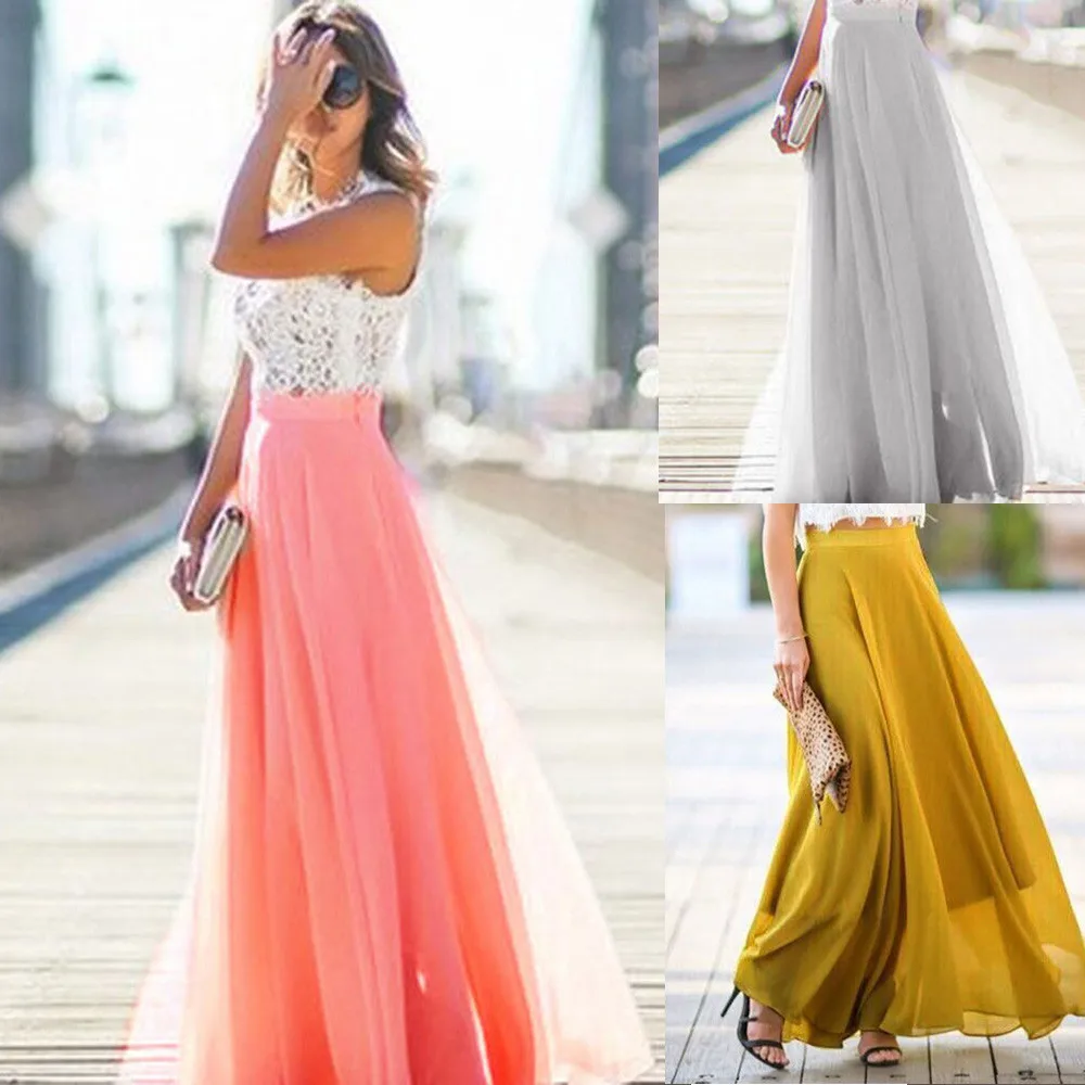 Юбка Женская длинная стрейчевая с высокой талией # VB25 | одежда