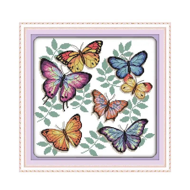 Seven Butterfly animal small 14CT белая ткань для печати различные характеристики