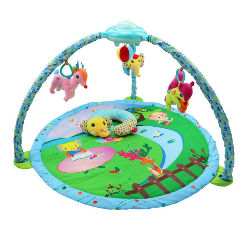 Baby Play Mat Crawling Music Game Exercise Sleep Pad with Rattle Animal Doll rotating sky Pillow Lighting Telling Story Song