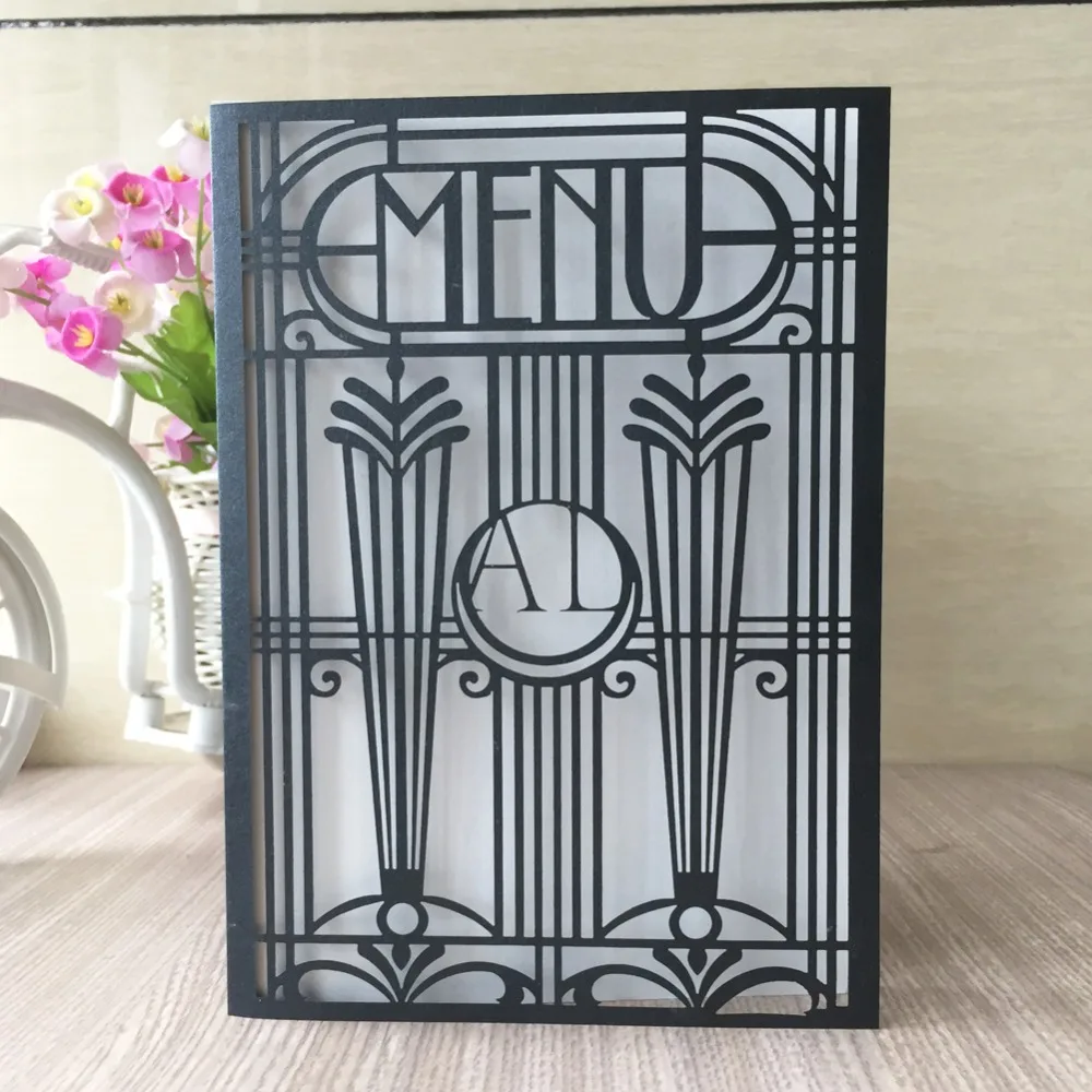 

50pcs Delicate Carved Pattern Customizable Initations Card Event&Party Supplies Greeting Card Wedding Invitations