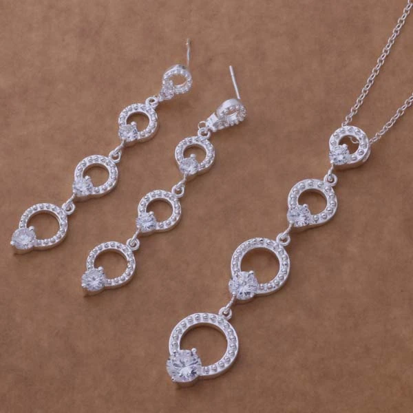 

Free Shipping Promotion Silver plated Jewelry Sets Earring 511 + Necklace 131 /busaklza etqankxa AS356