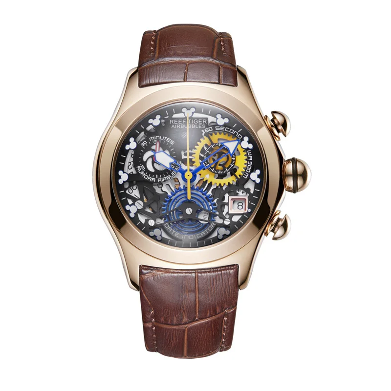 Reef Tiger, женские модные часы, спортивные, швейцарские, Ronda, водонепроницаемые, для движения, скелет, розовое золото, часы, relogio masculino RGA7181 - Цвет: RGA7181-PBSL