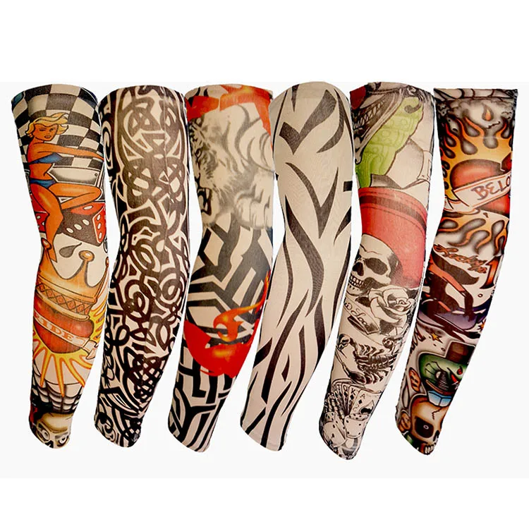 

Newly 6/10/20Pcs Nylon Elastic Fake Temporary Tattoo Sleeve Body Arm Tatoo Supplies m99