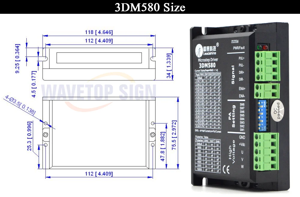 Leadshine 3 фазы шагового драйвер 3DM580 1 шт.+ Leadshine 3 фазы шагового двигателя 573S15-L 1 шт