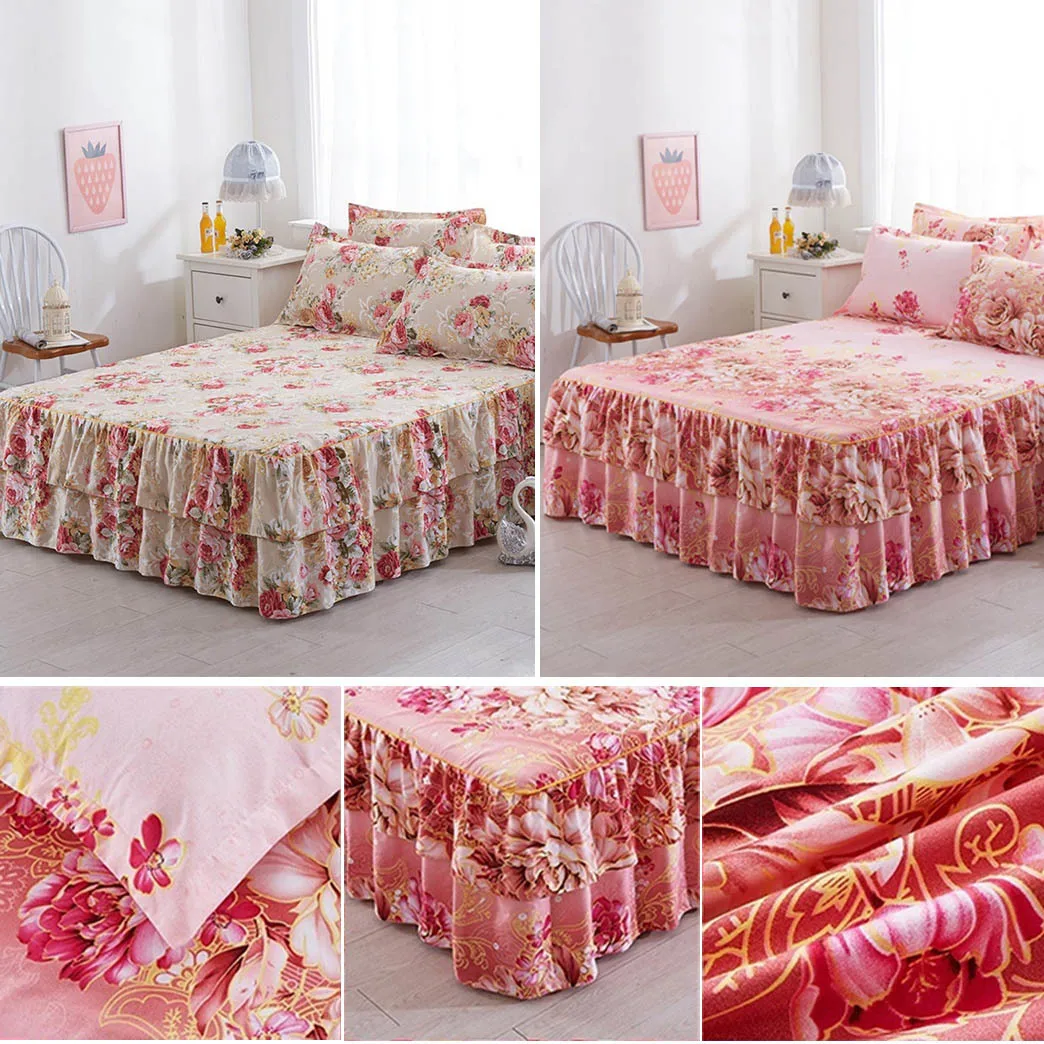 Новая стильная шлифованная утолщенная постельная юбка двухслойная натяжная