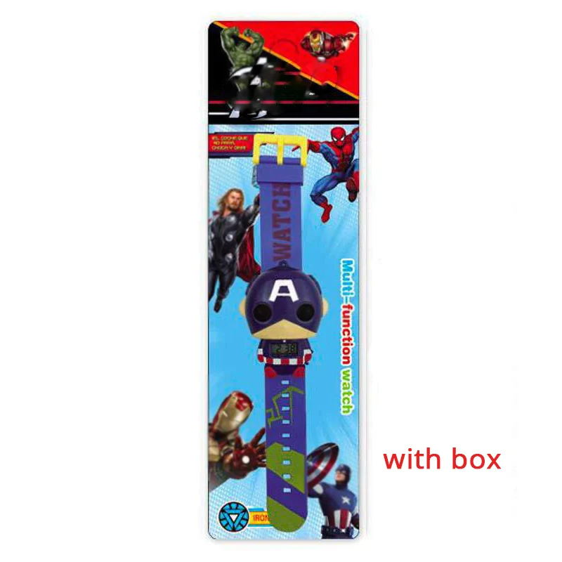 WITH BOX R Электронные Мультяшные детские часы с телескопической деформацией, Железный Человек-паук, детские наручные часы для студентов, мальчиков, девочек, детские наручные часы - Color: WITH BOX R
