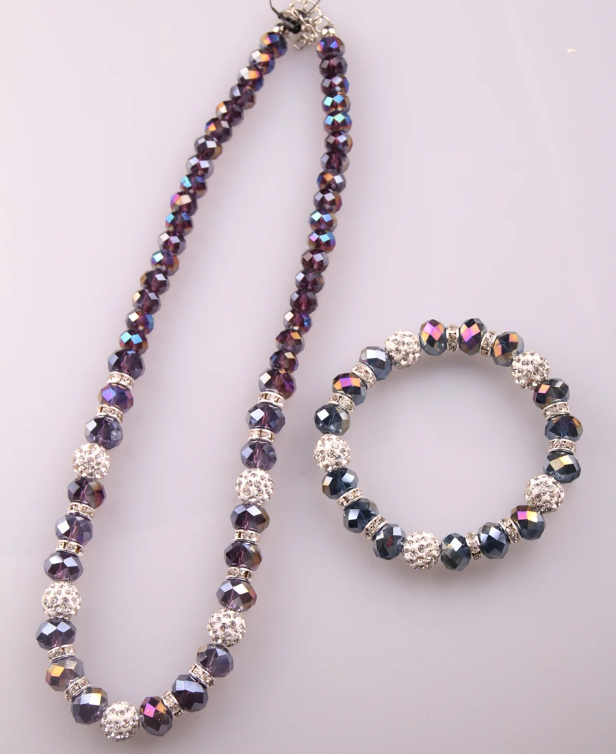 10 мм Сверкающие Фиолетовые хрустальные бусины с разделителями ожерелье браслет