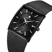 top brand wwoor quartz watch men square waterproof business mens watches luxury black steel strap sport wrist watch male clock