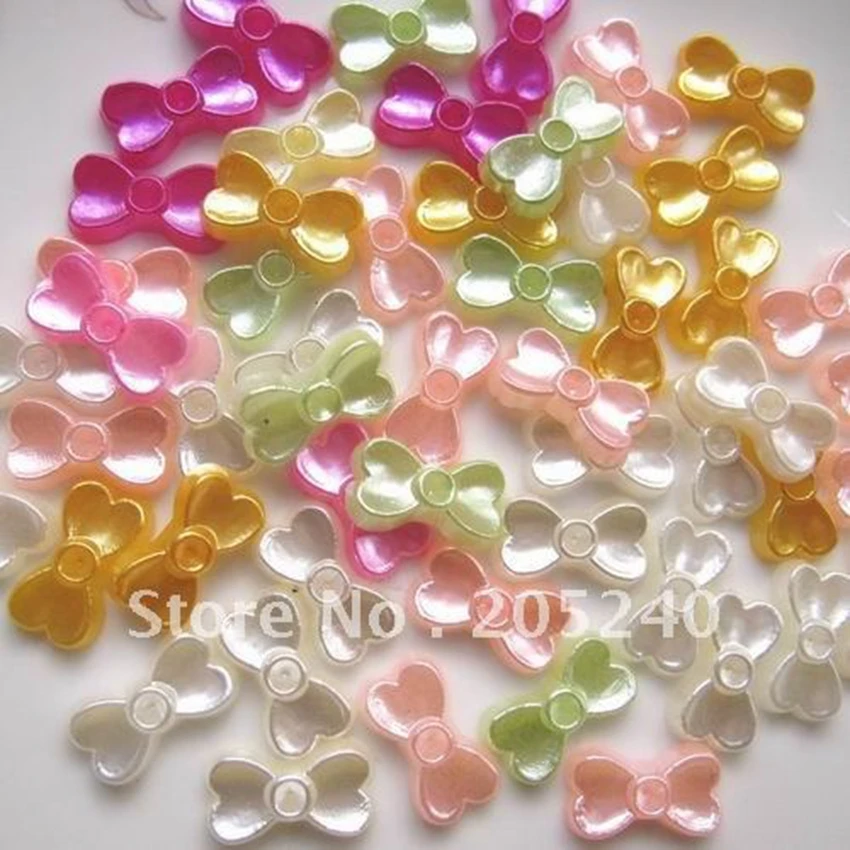 Jewelry Making Supplies For DIY Decoration Mixed Colors(1000pcs/Bag) 11mm Lovely Flat Back Pearl Bow