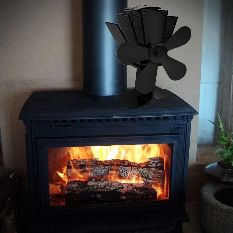 5 Blades Heat Self-Powered Stove Top Fan Aluminium Silent Eco-Friendly Fuel Saving | Обустройство дома