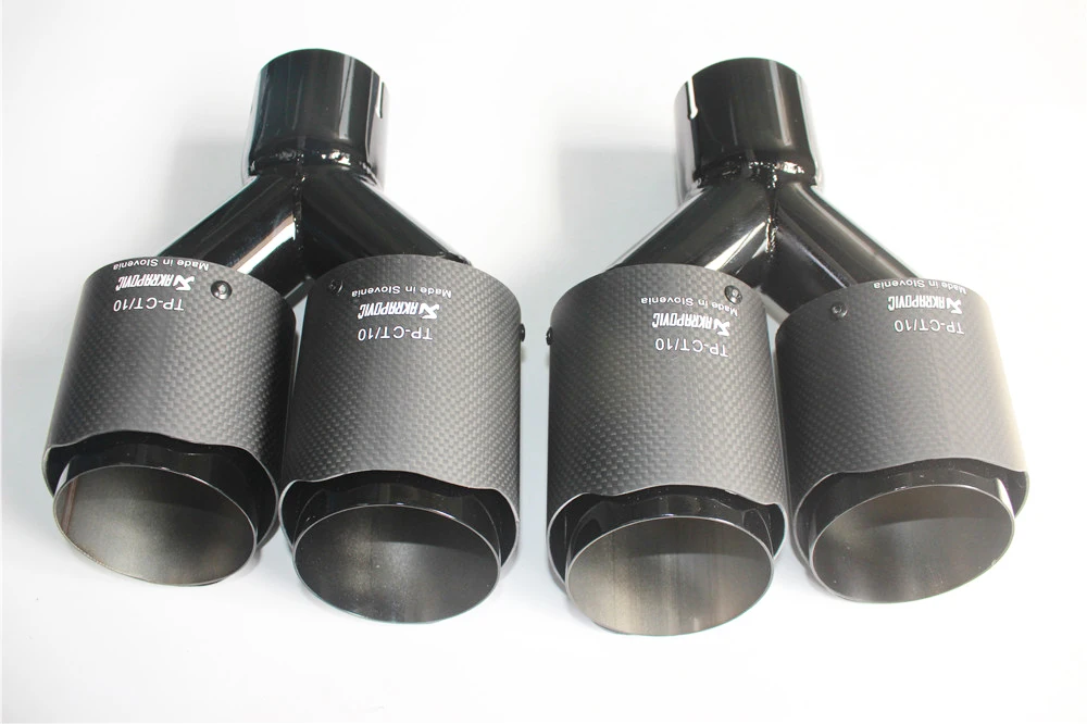 2 шт. недавно двойной версия Inlet63mm-outlet89mm для akrapovic углеродное волокно выхлопных газов Совет матовый черный Цвет глушитель выхлопной трубы