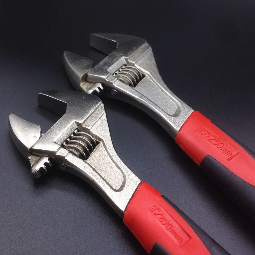 6"/8"/10"/12" adjustable wrench multi-functional spanner plastic handle wrenches auto mechanic repairing tools open end spanners |