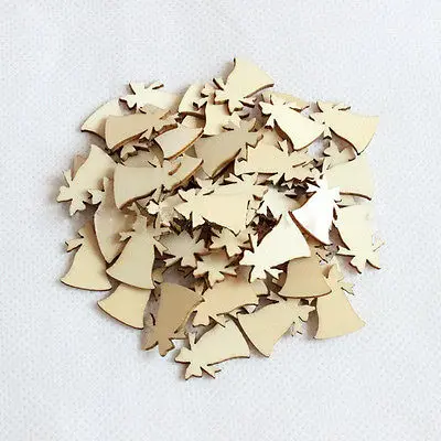 100Pcs Mixed Christmas Wood Chip Party Ornaments Stickers Xmas Tree Hanging Sticker Decoration | Дом и сад