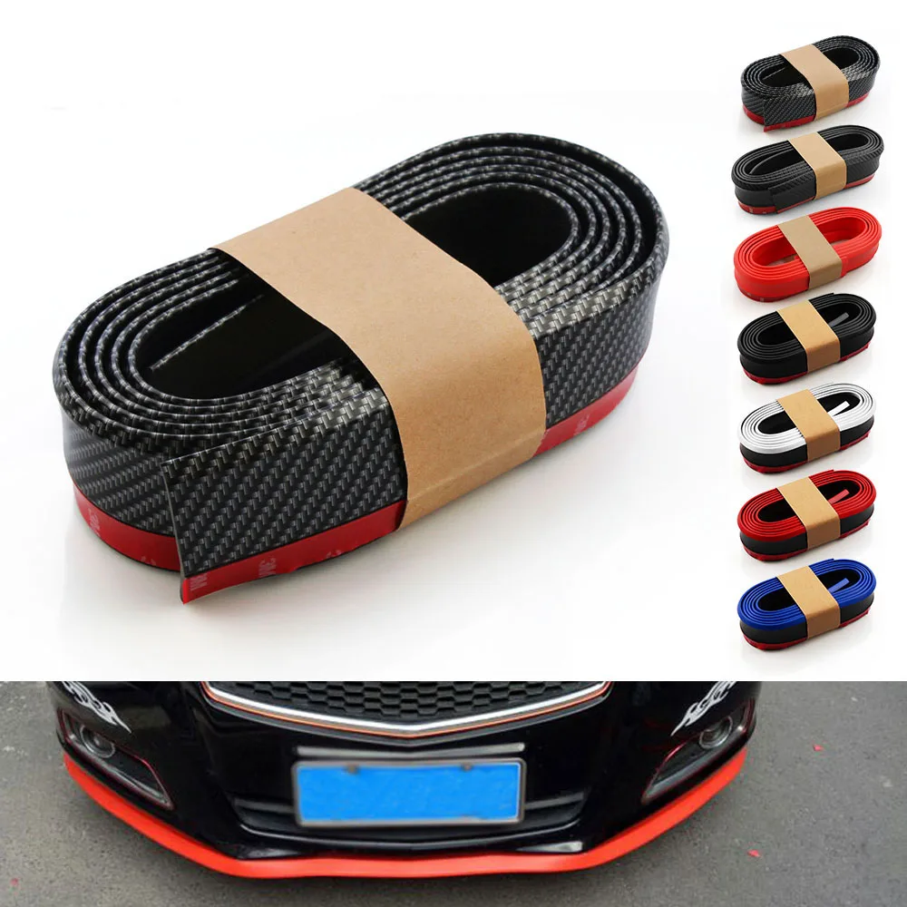 

2.5mx50mm Car Bumper Lip Stickers Car Protectors Front Bumper Lip Splitter Exterior Mouldings Bumper Rubber Strip RS-LKT006