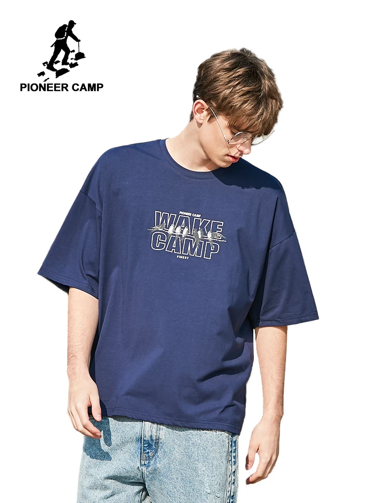 Мужские свободные футболки Pioneer Camp брендовые удобные длиной более 100 кг с