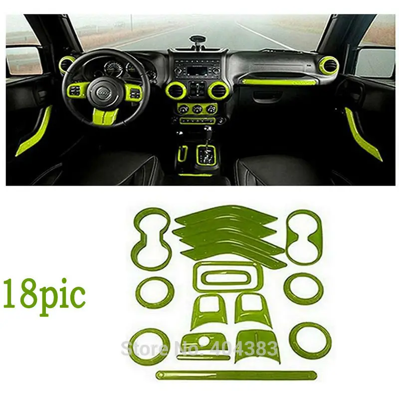 

18pc hot sales Interior Decoration Trim Kit Steering Wheel Trim / Centrer Console Air Outlet For Jeep Wrangler 2011-2016 4-door