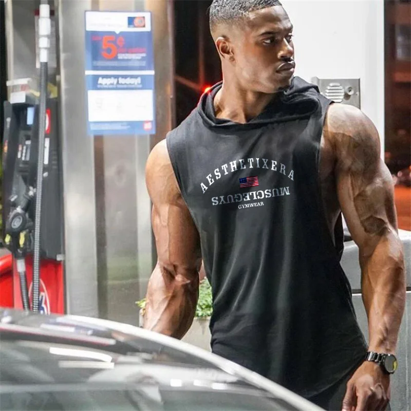 Спортивный жилет Muscleguys мужская хлопковая толстовка свитшоты одежда для фитнеса