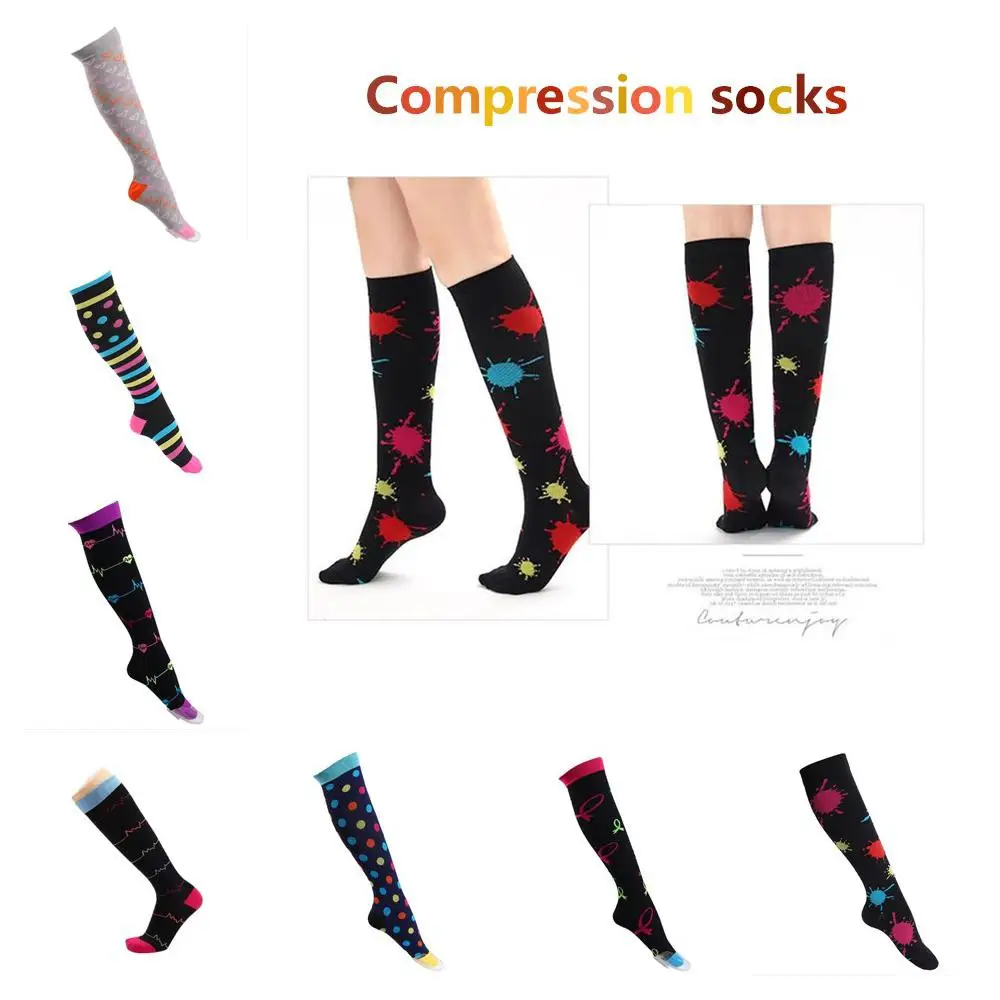 

HobbyLane 1 pair Exercise Elastic Compression Socks Leg Protector Running Pressure Socks Long Cylinder Stockings S/M L/XL