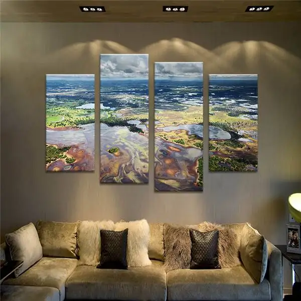 Комплект из 4 предметов исследовать арт настенная живопись Печать на холсте для