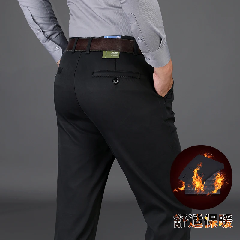 

Мужские брюки высокого качества pantalon homme, флисовые мужские зимние штаны, повседневный и деловой костюм, брюки, брюки для мужчин размера плюс ...