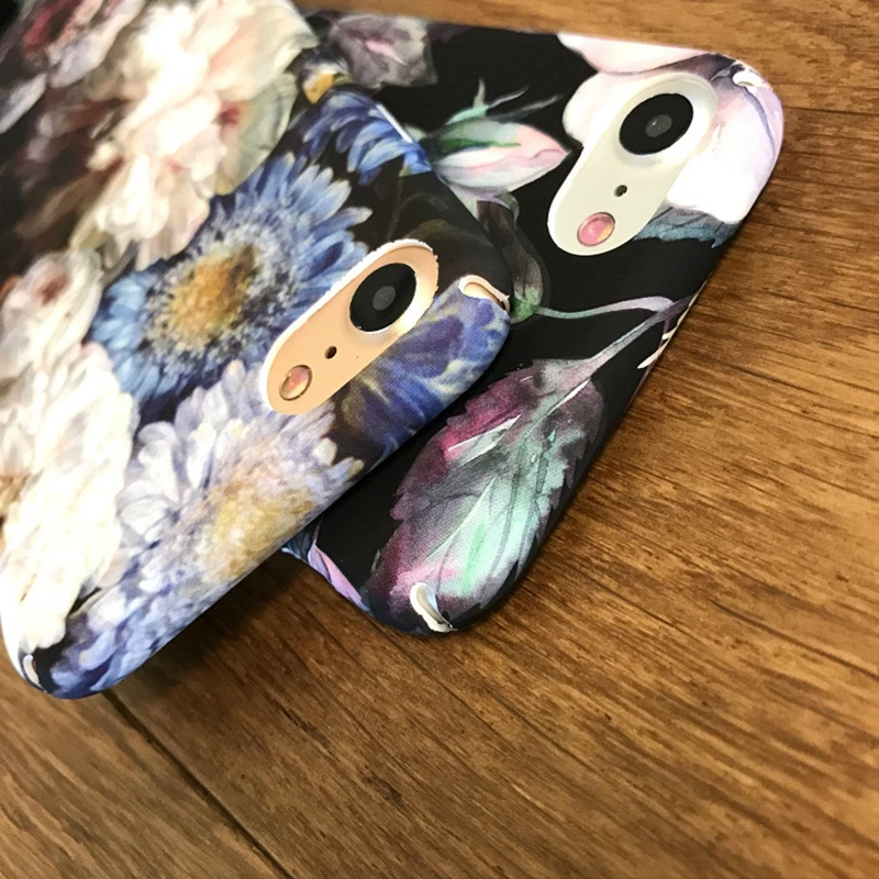 Жесткий чехол из поликарбоната в стиле ретро с цветком камелии для iPhone 7 6 6S Plus