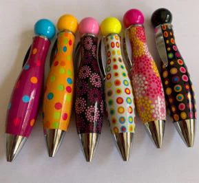 

Creative Fresh Cute Short Fat Pen Portable Cartoon colourful round dot flower Ballpoint Pen 10pcs