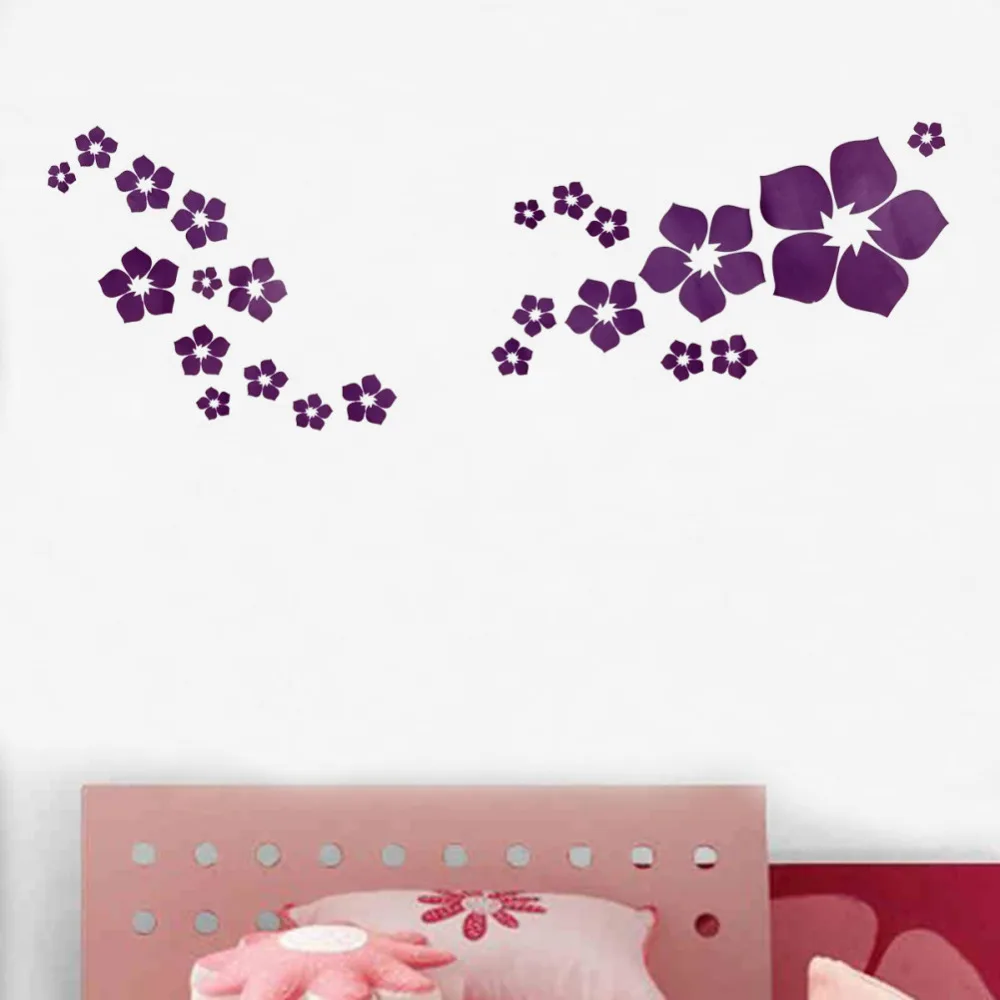 Темно фиолетовый цветочный узор переводная наклейка из ПВХ настенный стикер для