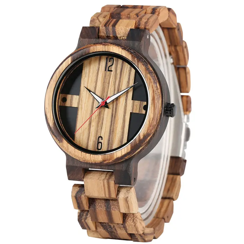 

Wooden Watch Special Double-deck Ebony Wood Luminous Hands Handmade Natural Quartz Wristwatch horloges mannen reloj hombre