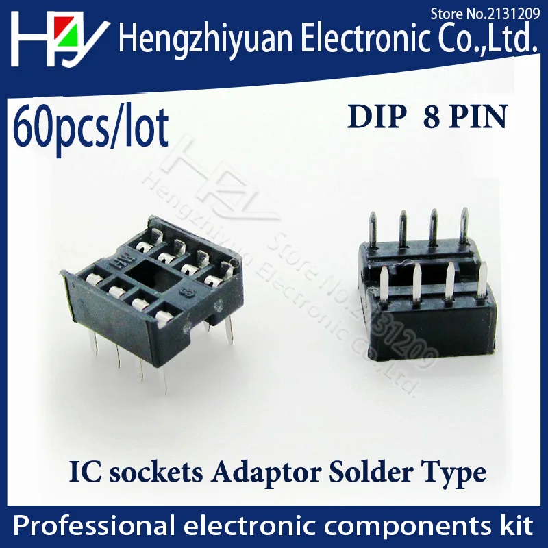 8pin IC розетки 60 шт. 2 54 мм сквозное отверстие штампованные штифты открытый каркас Dip розетка шаг через розетка.