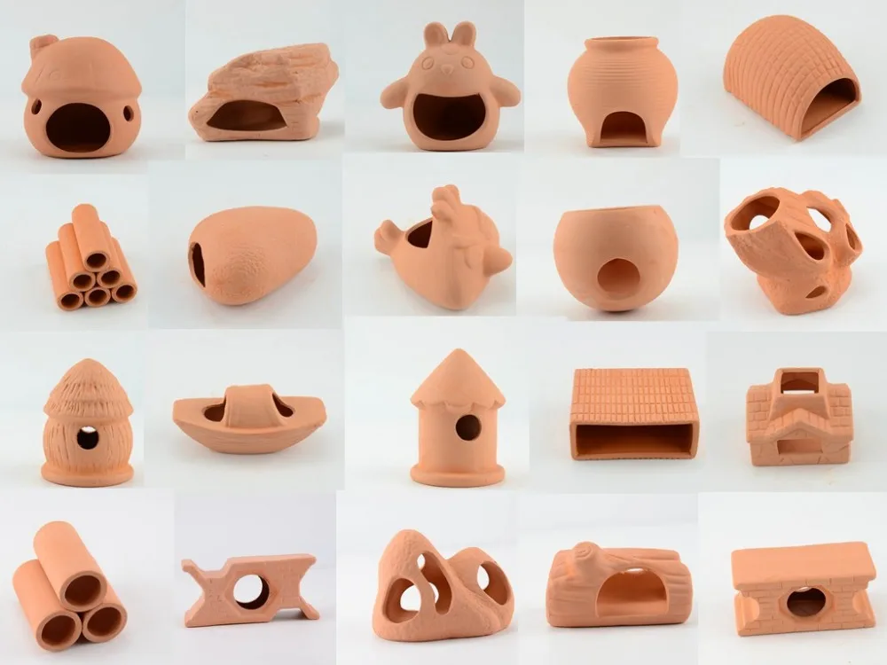 Керамическая труба с кристаллами креветок Pleco пещера для разведения камень