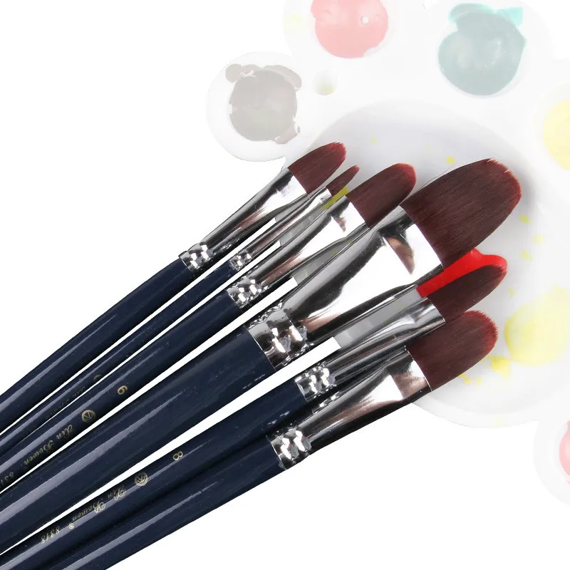 6 шт набор нейлоновых волосяных для рисования акварельными красками и гуашью