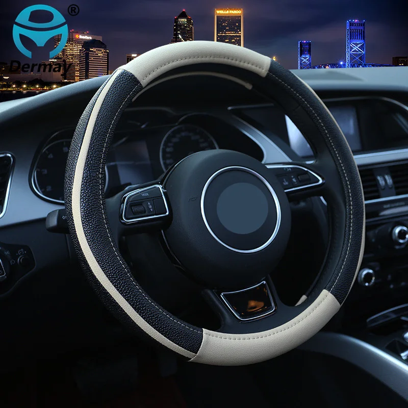 Двухцветные кожаные чехлы для руля аксессуары автомобиля руля|steering wheel case|wheel