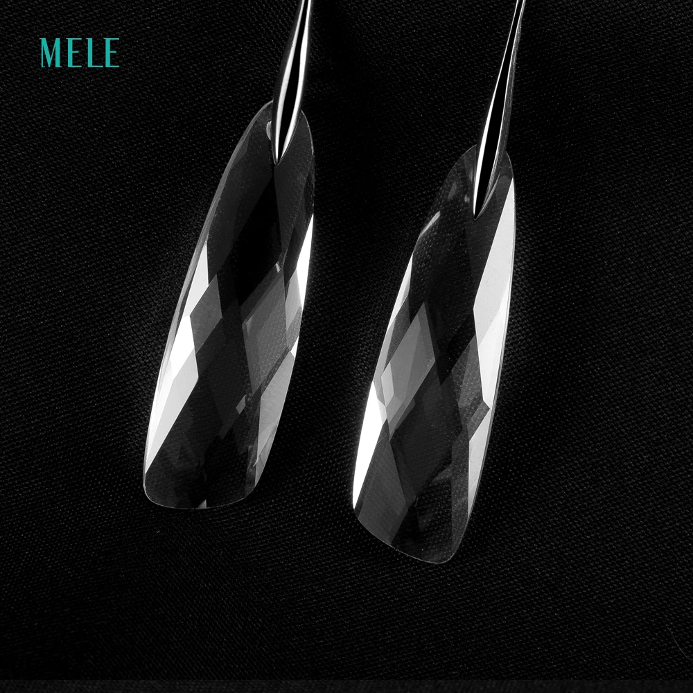 MELE натуральный белый Хрустальная серебряная серьга специальный размер в 9 мм * 32