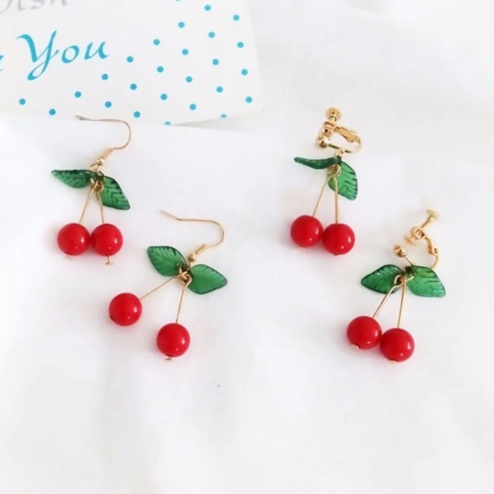 Серьги капельки с милыми фруктами модные Молодежные серьги для девушек подарок