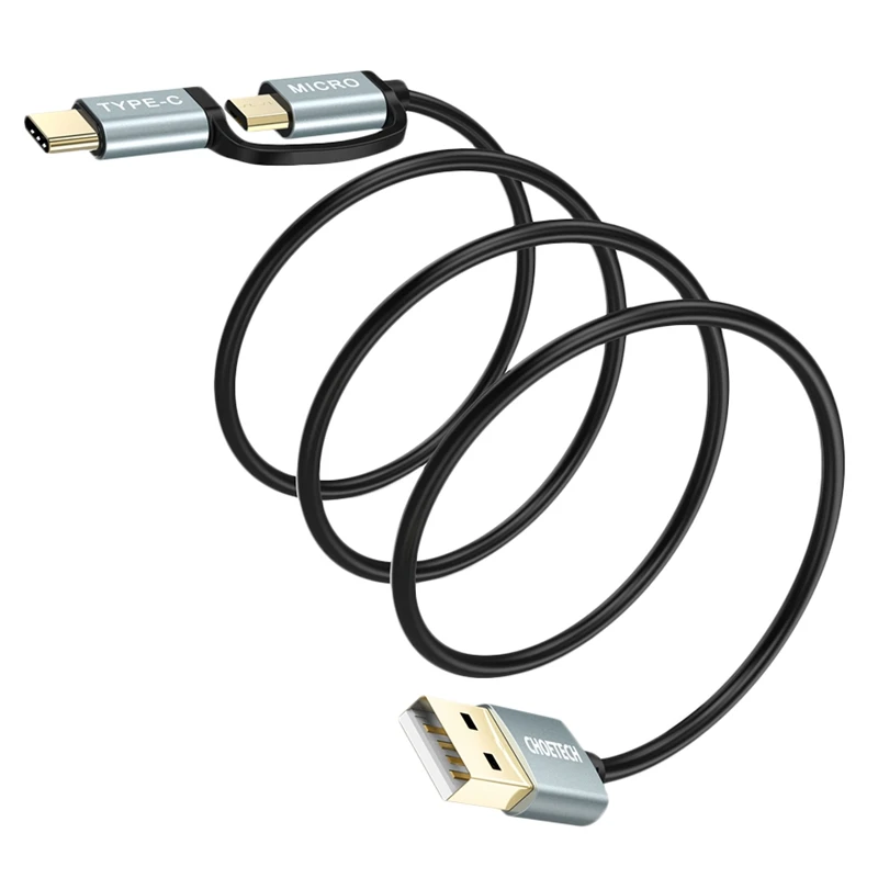 CHOETECH 2 в 1 Micro Usb Type C кабель (прямой) с шнур совместим Samsung Galaxy Note9/8/S9/S|Кабели передачи