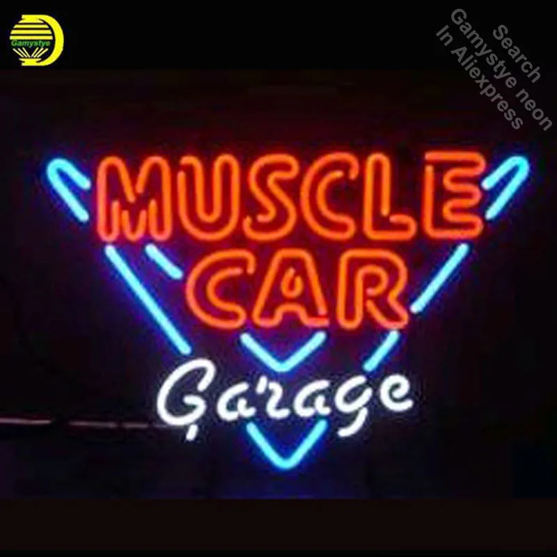 

MUSCLE CAR GARAGE Neon Sign Glass Tube Neon Handcrafted Affiche Neon signs Window Light Recreation Window Tube Glass Neon Lamps