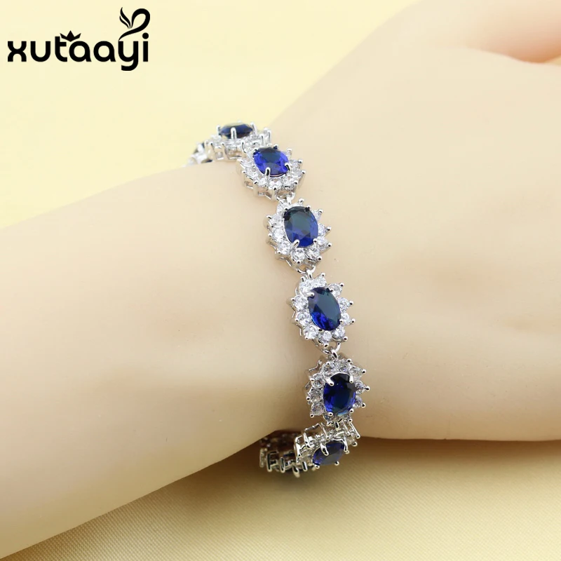 Женский браслет цепочка из циркония с белым кристаллом 20 см|925 silver jewelry|925 jewelry925 |