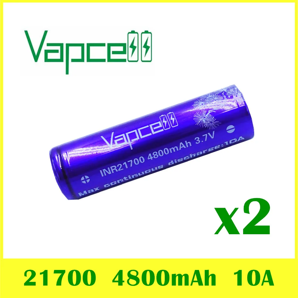 2шт VAPCELL INR 21700 4800mAh литиевая аккумуляторная батарея высокой мощности 10A для электроинструмента 3.7V против keeppower smoke E-CIG IMR BATTERY.