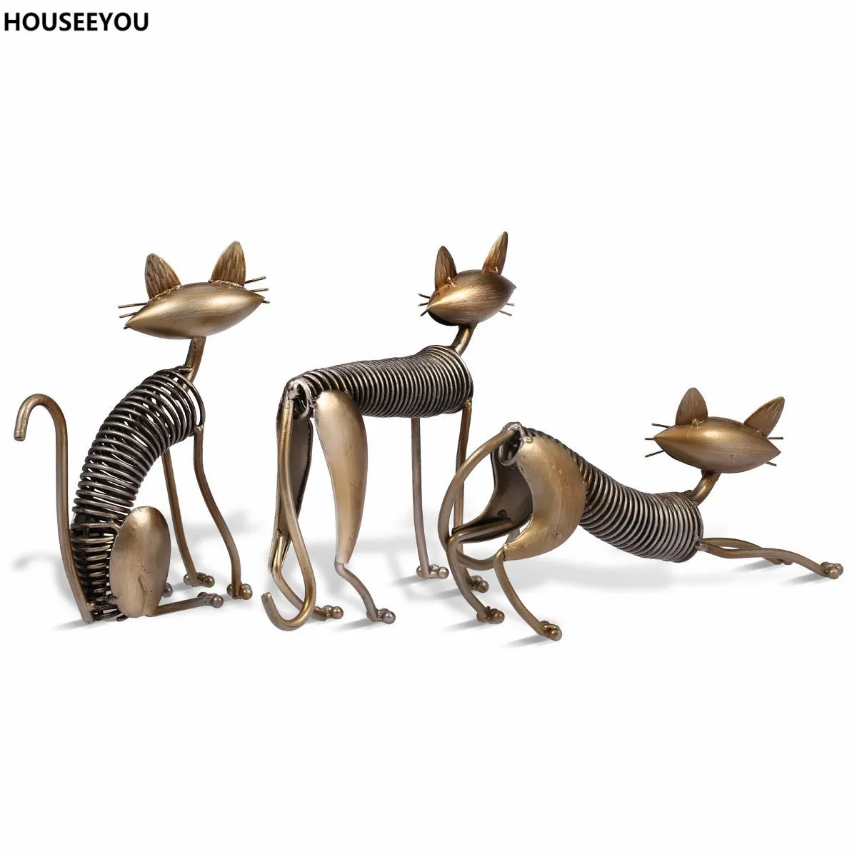Железная декоративная кошка статуэтки миниатюрные украшения для мебели