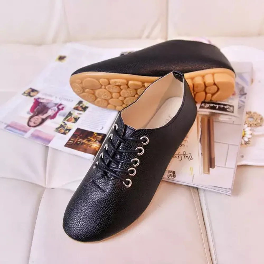 Youyedian/модные женские туфли с закругленным носком на плоской подошве со шнуровкой