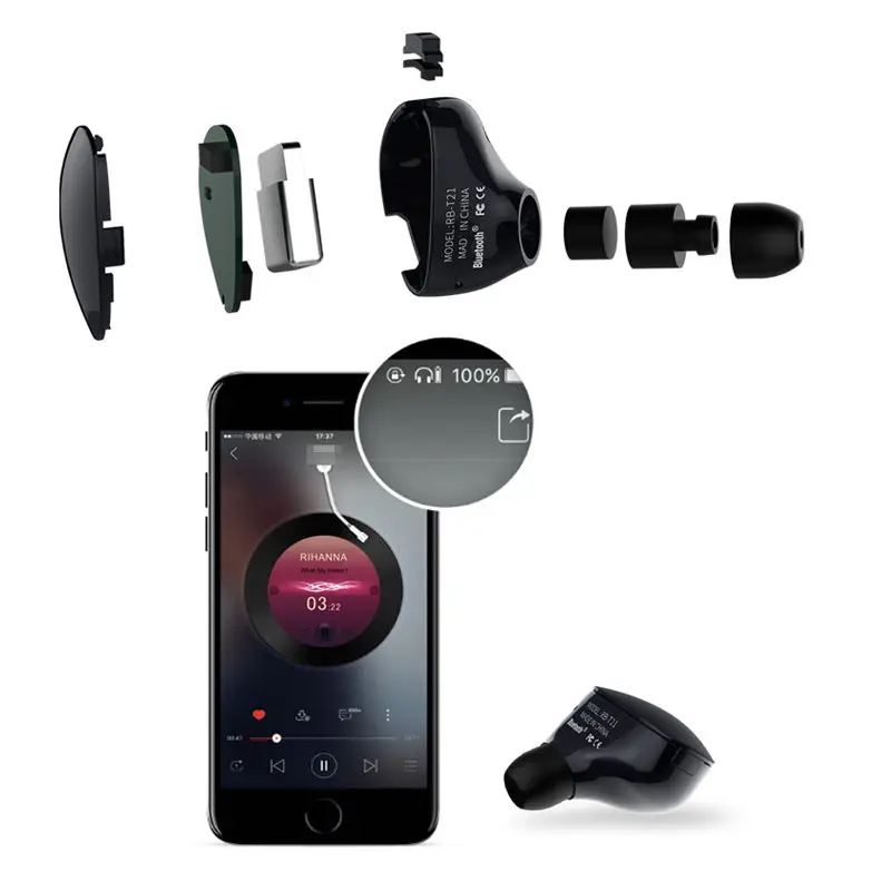 CHICLITS Мини Bluetooth наушники RB-T21 вкладыши беспроводные Моно Спорт Вождение гарнитура