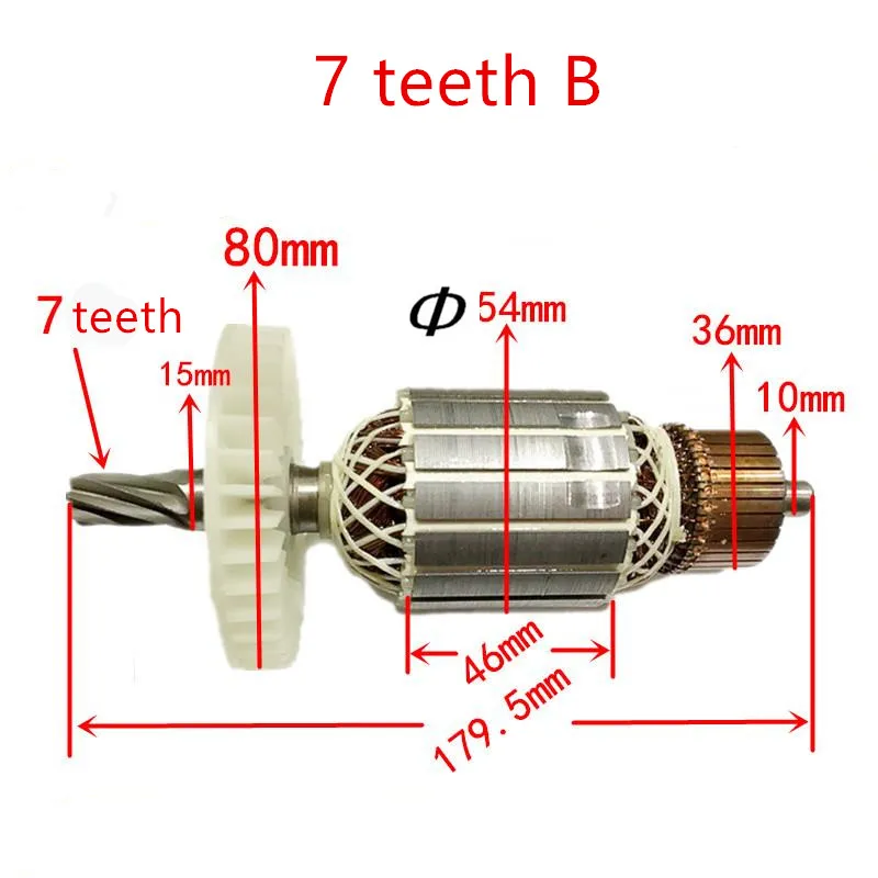 7 teeth B AC 220-240V 6/7/9 зубов арматура двигатель Замена для MAKITA 5900B 5900BR 516514-4 516513-6 циркулярная пила ротора - Цвет: 7 teeth B
