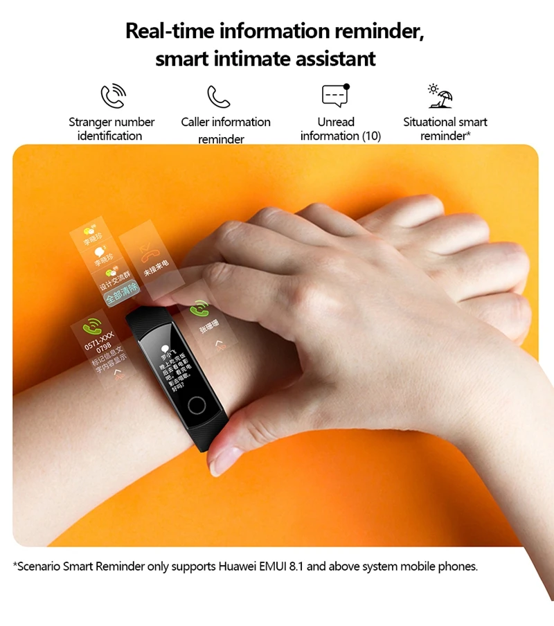 huawei Honor Band 4 стандартная версия смарт-браслет сенсорный цветной экран монитор сердечного ритма во время сна водонепроницаемый