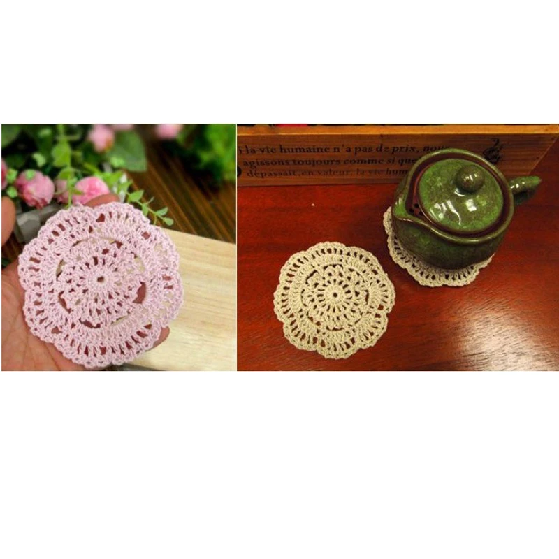 12pcs Retro 10cm Round Crochet Coasters Handmade Table Mat Mori Doilies Cup Pad shooting props Flower Lampshade | Дом и сад