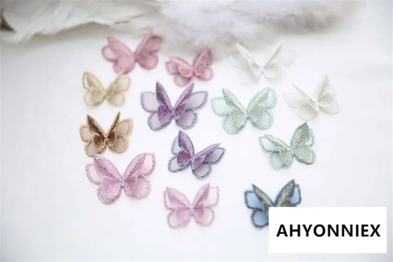AHYONNIEX двойной слой Organdy Бабочка патч вышивка тканевые наклейки невесты вуаль Аксессуары пришить патч для одежды