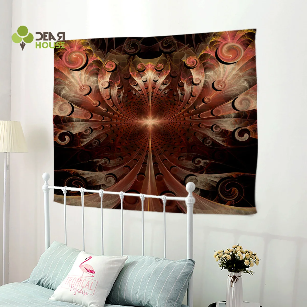 Dearhouse Fractal Art Red Bedspread Wall Coverlet Tapestry Blanket Curtain Sheet Scarf Towel Throw Hypoallergenic | Дом и сад